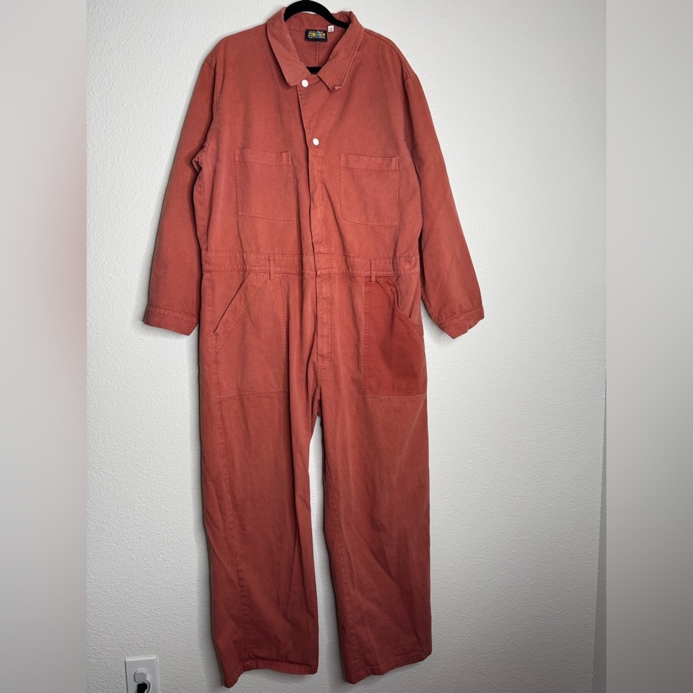 Big Bud Press Everyday Jumpsuit in a long-sleeve clay red cotton twill 3X - Picture 3 of 13